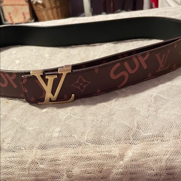 Louis Vuitton Brown Monogram Belt with Gold Logo - Picture 1 of 8